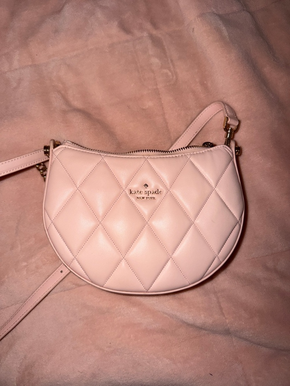 kate spade Quilted Light Pink Crescent Crossbody